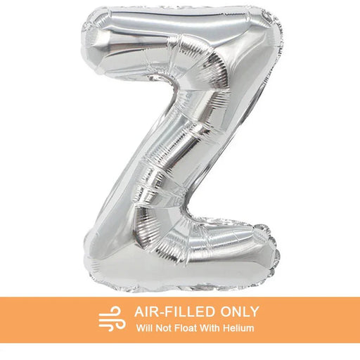 Silver Mylar ''Z'' Letter Balloon, 16" | 1 ct - Zurchers