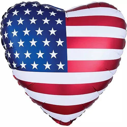 American Flag Satin Heart Balloon | 1 ct - Zurchers