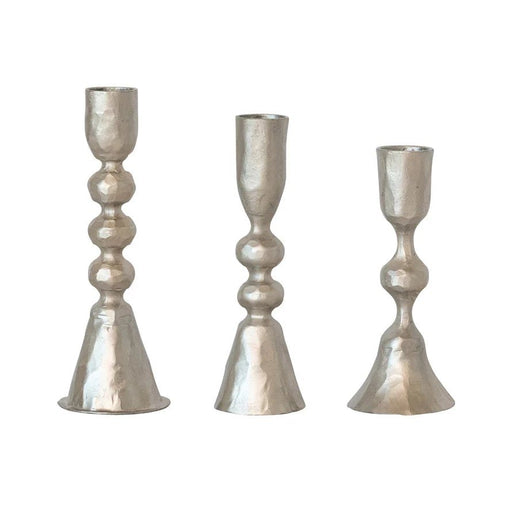 and - Forged Cast Iron Taper Holders, Nickel Finish, Set of 3 - Zurchers