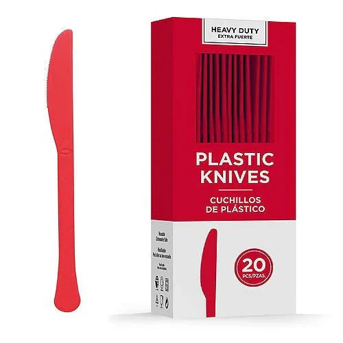 Apple Red Heavy Duty Plastic Knives | 20ct - Zurchers