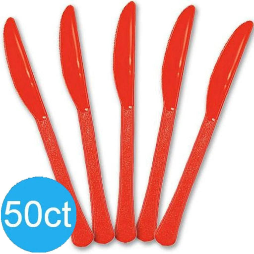 Apple Red Heavy Duty Plastic Knives | 50ct - Zurchers