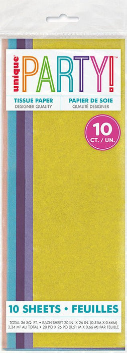 10ct Assorted Pastel Tissue Paper - Party Supplies