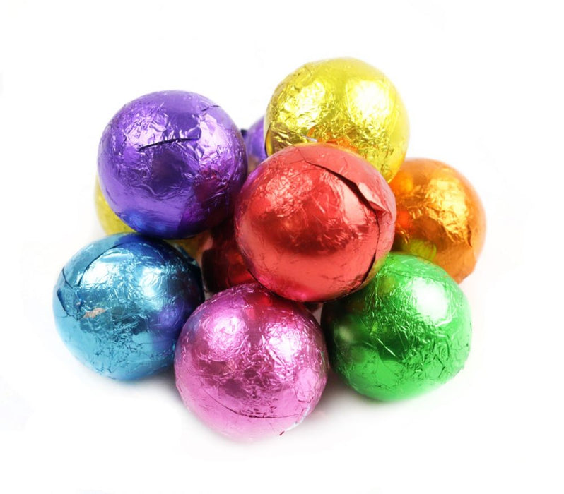 Indulge in a playful treat with our Milk Chocolate Assorted Colors Foil Balls! Each 1.5lb bag contains delicious, creamy chocolate balls wrapped in shiny foil. 