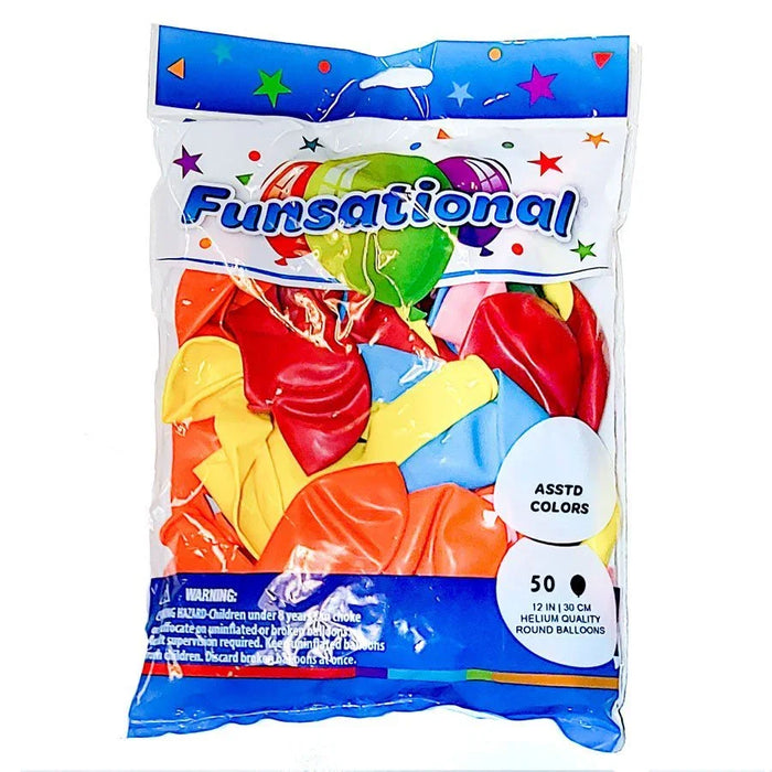 Assorted Colors Funsational 12" Latex Balloons | 50ct - Zurchers