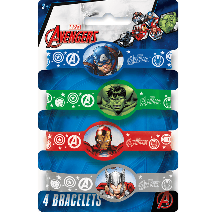 Marvel Avengers bracelet set packaging with superhero characters on a blue background