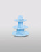Light blue polka dot cupcake stand featuring three round tiers with small cutout holes and a center handle.