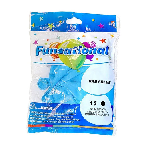 12" Funsational Latex Balloon Pack, Baby Blue | 15 ct - Zurchers