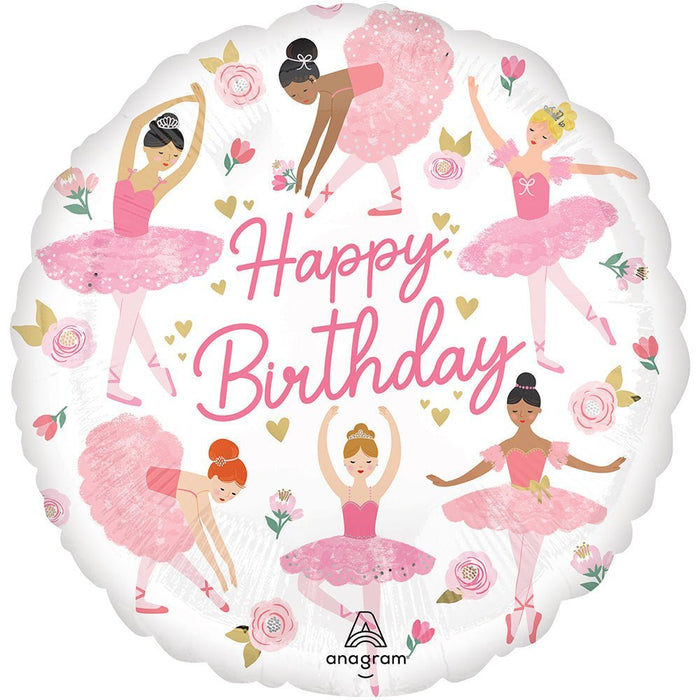 Balloon with ballerina design and 'Happy Birthday' text, featuring Anagram logo.
