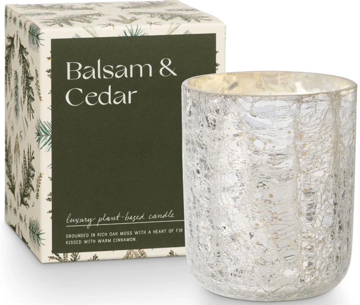 Balsam & Cedar Small Boxed Crackle Glass Candle | 1ct - Zurchers