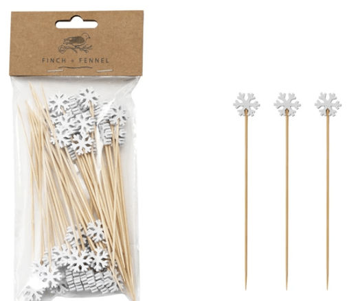 Bamboo Single Use Skewers with Snowflake Shaped Handles, Set of 50 | 1ct - Zurchers