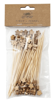 Bamboo Single Use Skewers with Star Shaped Handles, Set of 50 | 1ct - Zurchers