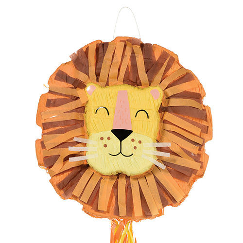 A 15.5 inch Get Wild Lion Pull String Piñata.