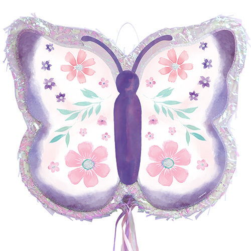 A 21-75 inch Flutter Butterfly Deluxe Pull String Piñata.