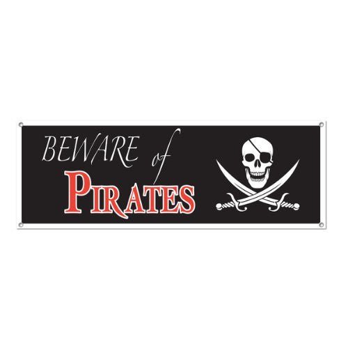 Beware Pirates Sign Banner 5' x 21" | 1 ct - Zurchers