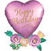 Birthday Satin Heart W/Flowers Supershape Mylar Balloon 30" | 1ct - Zurchers