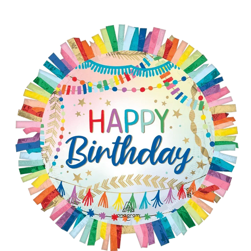 Birthday Streamers Fringe SuperShape Mylar Balloon, 24" | 1 ct - Zurchers