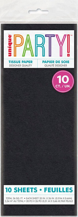 10ct Black Tissue Paper - Party Supplies