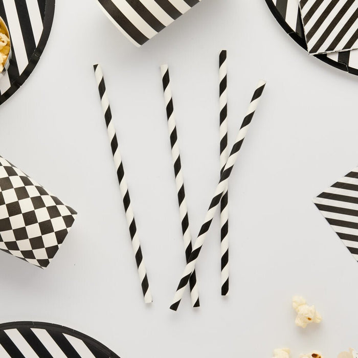 Black & White Stripe Paper Straws | 16c - Zurchers