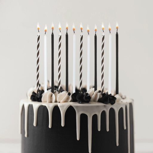 Black & White Tall Birthday Candles 5.5in | 12ct