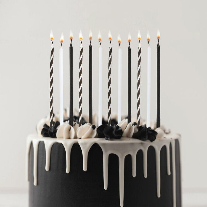 Black & White Tall Birthday Candles 5.5in | 12ct - Zurchers