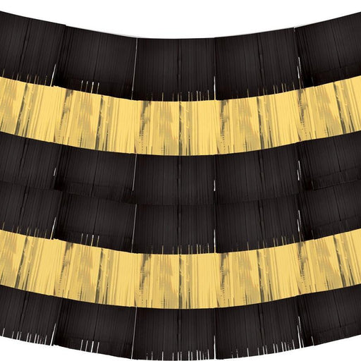 Black and Gold Metallic Fringe Drape Backdrop 60" | 1 ct - Zurchers