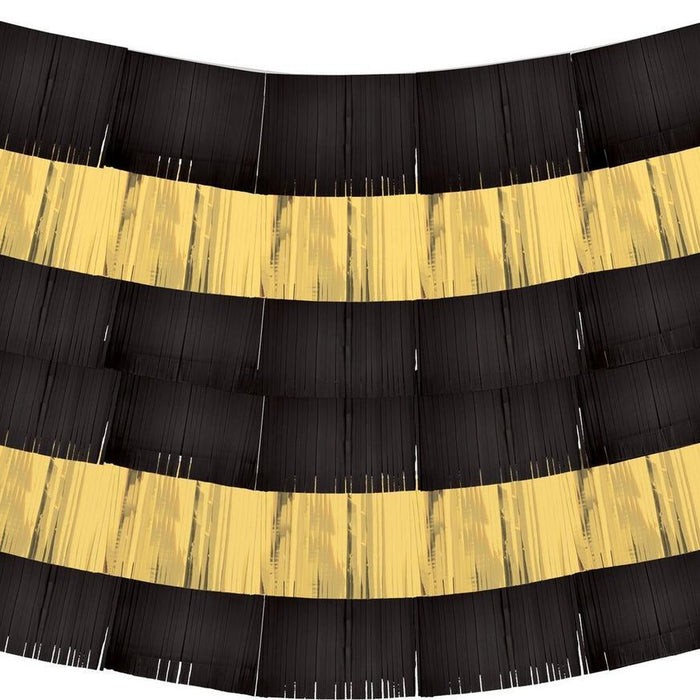Black and Gold Metallic Fringe Drape Backdrop 60" | 1 ct - Zurchers