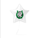 Star-shaped balloon with a horse and horseshoe design on a white background