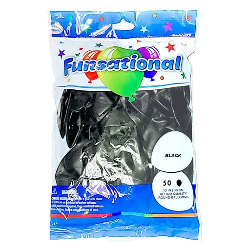 Black Funsational 12" Latex Balloons | 50ct - Zurchers