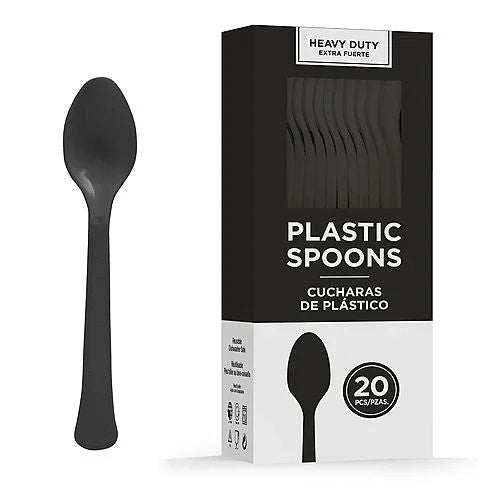 Black Heavy Duty Plastic Spoons | 20ct - Zurchers