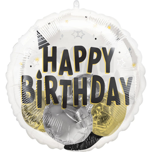 Black, Silver, & Gold Birthday Party Insiders Mylar Balloon, 20" | 1 ct - Zurchers