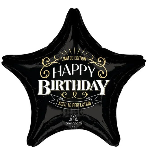 Black Star Happy Birthday Aged To Perfection Supershape Balloon 28" | 1ct - Zurchers