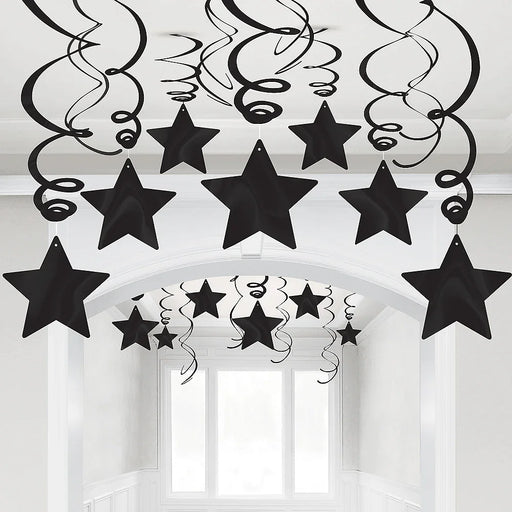 Black Swirl Shooting Star Decorations | 30pcs - Zurchers