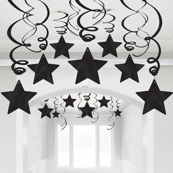 Black Swirl Shooting Star Decorations | 30pcs - Zurchers