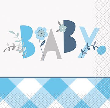 Blue Floral Baby Beverage Napkins | 16ct