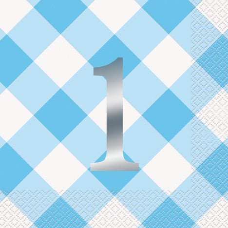 Blue Gingham Lunch Napkins | 16ct