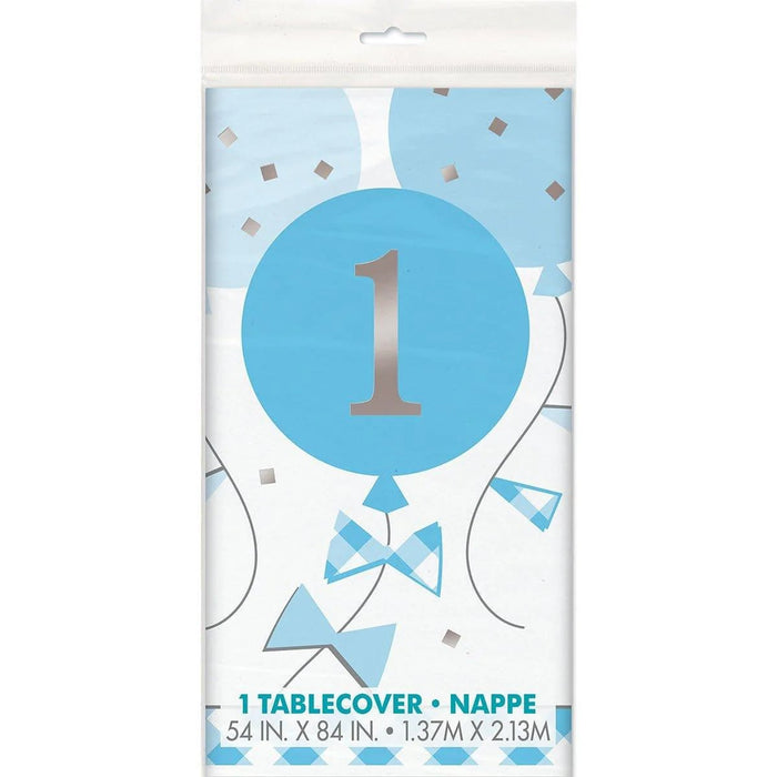 1ct Tablecover Plastic Blue Gingham - Party Supplies