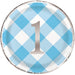 8ct - 9in Round Plate Blue Gingham - Party Supplies
