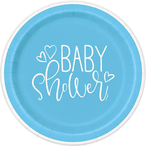 Blue Hearts Baby Round Plate 9in | 8ct