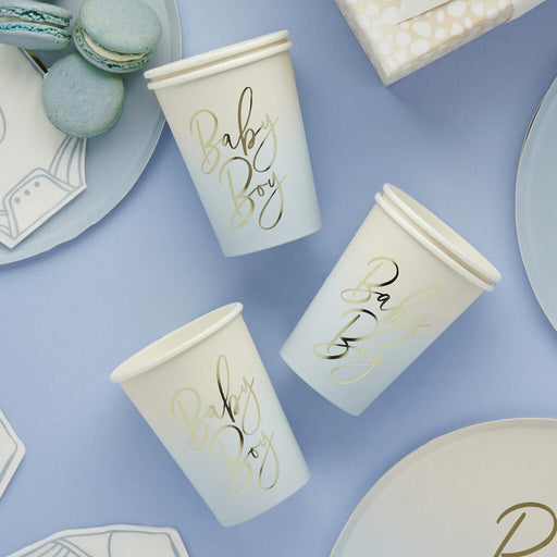 Blue Ombre Baby Boy Paper Cups | 8ct