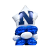 Balloon bouquet with blue and white 'N' letter on a white background