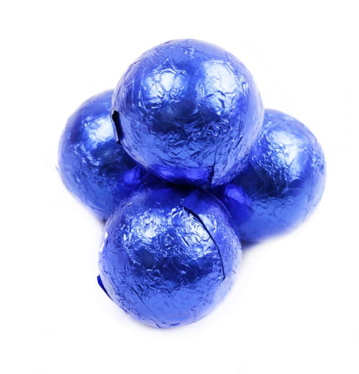 Indulge in a playful treat with our Milk Chocolate Royal Blue Foil Balls! Each 1.5lb bag contains delicious, creamy chocolate balls wrapped in shiny foil.