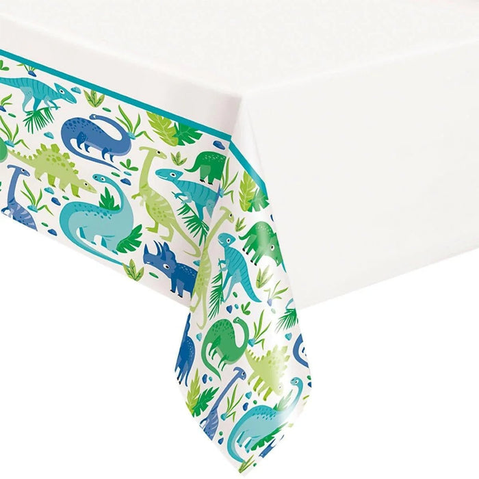 1ct Tablecover Plastic Blue/Green Dinosaur - Party Supplies