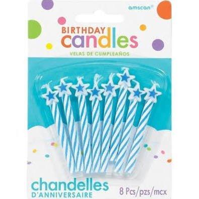 Blue Spiral Candles W/ Star Topper | 8 ct - Zurchers