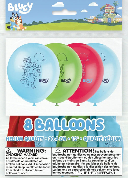 Bluey Printed Latex Balloons 12" | 8 ct - Zurchers