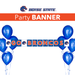 Boise State party banner with blue balloons on a white background