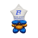 Boise State University balloon bouquet with blue and orange balloons on a white background