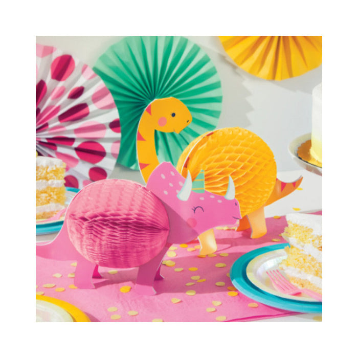 Girl Dino Party Honeycomb Centerpiece | 2ct