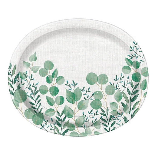 Fresh Greens Botanical Oval Paper Plates 12" | 8ct - Zurchers