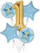 Boy 1st Birthday Blue & Gold Balloon Bouquet | 5 pcs - Zurchers