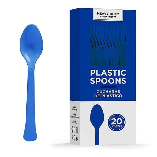 Bright Royal Blue Heavy Duty Plastic Spoons | 20ct - Zurchers